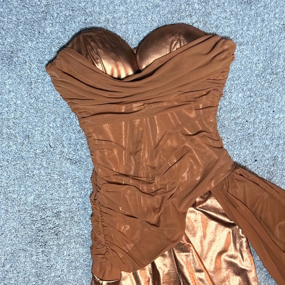 Fashion Nova Shimmering Bronze Jumpsuit SOLD OUT ONLINE - Picture 5 of 6